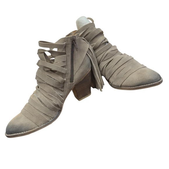 Jeffery Campbell Leather Strappy Boho Western Festival Fringed Boots - Picture 15 of 16